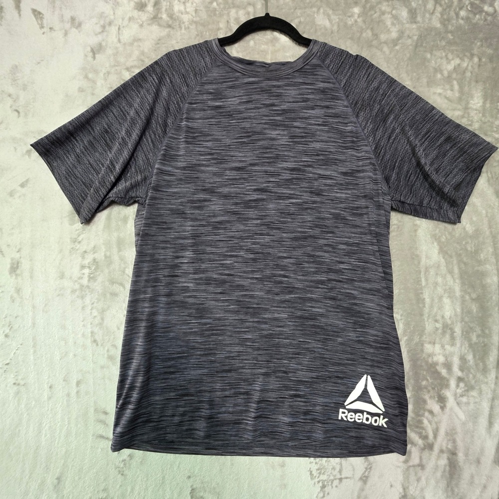Reebok Mens Space Dye Heather Performance T-Shirt Gray Medium
